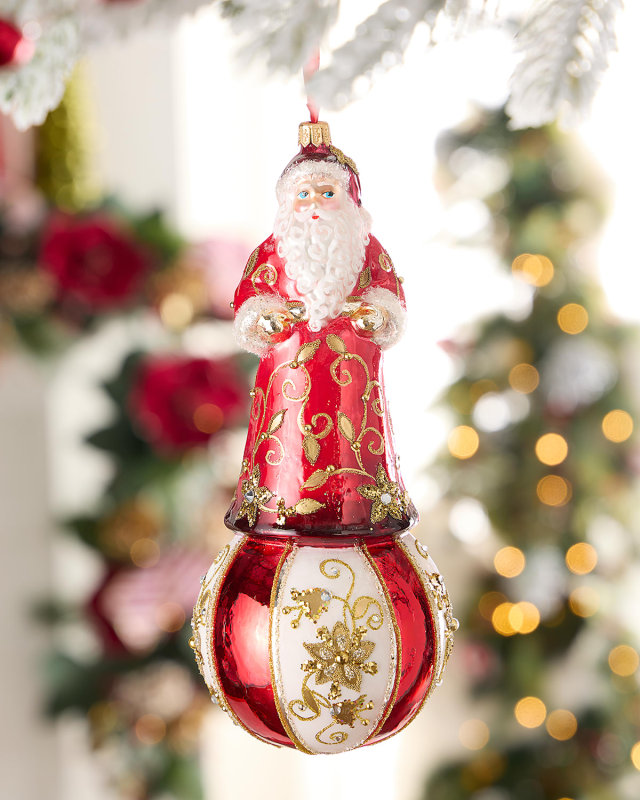 Santa on Ball Christmas Ornament